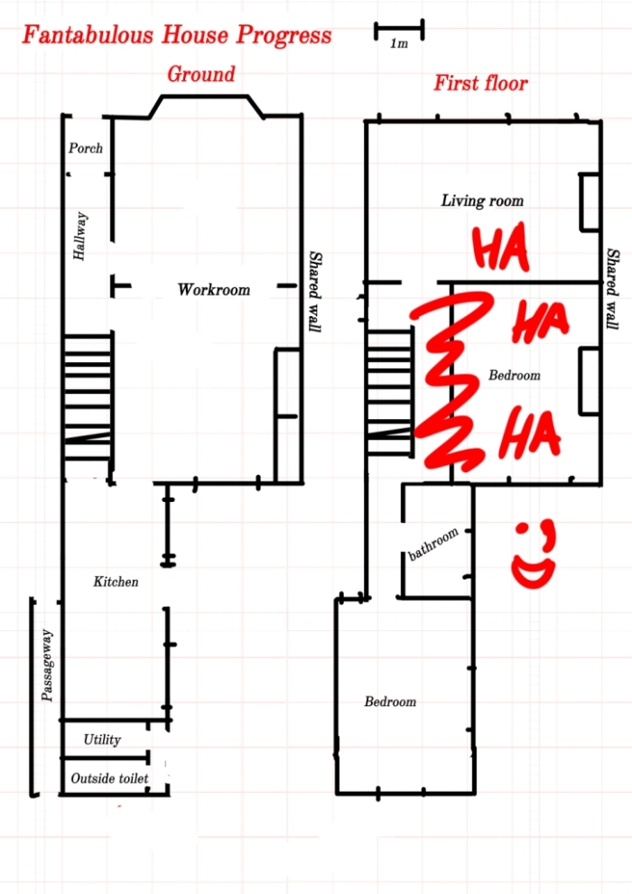 house plan middle room wall